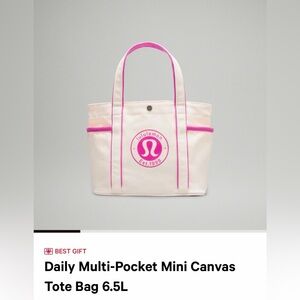 lululemon athletica Cream Canvas Tote with Pink Trim